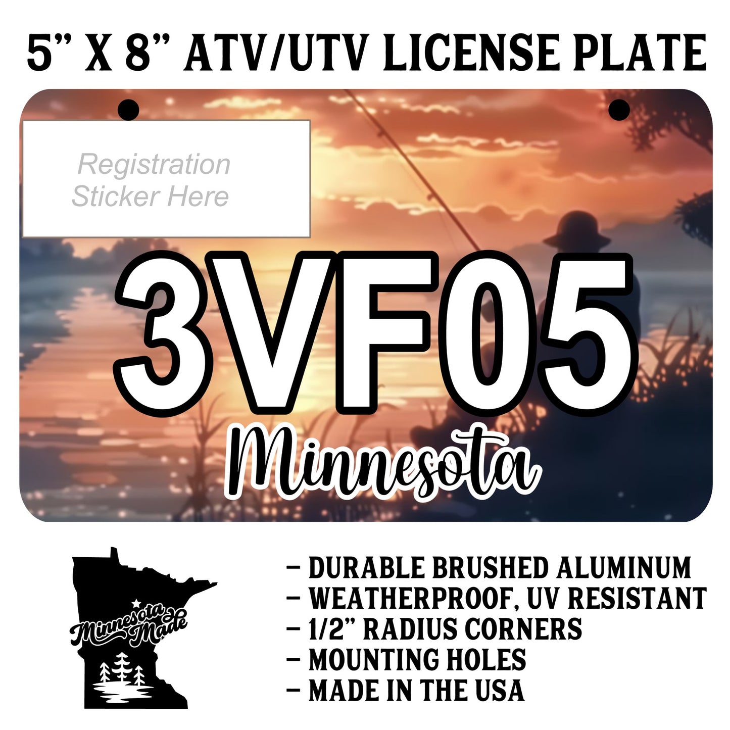 Fishing ATV/UTV License Plate – 5" x 8" Aluminum