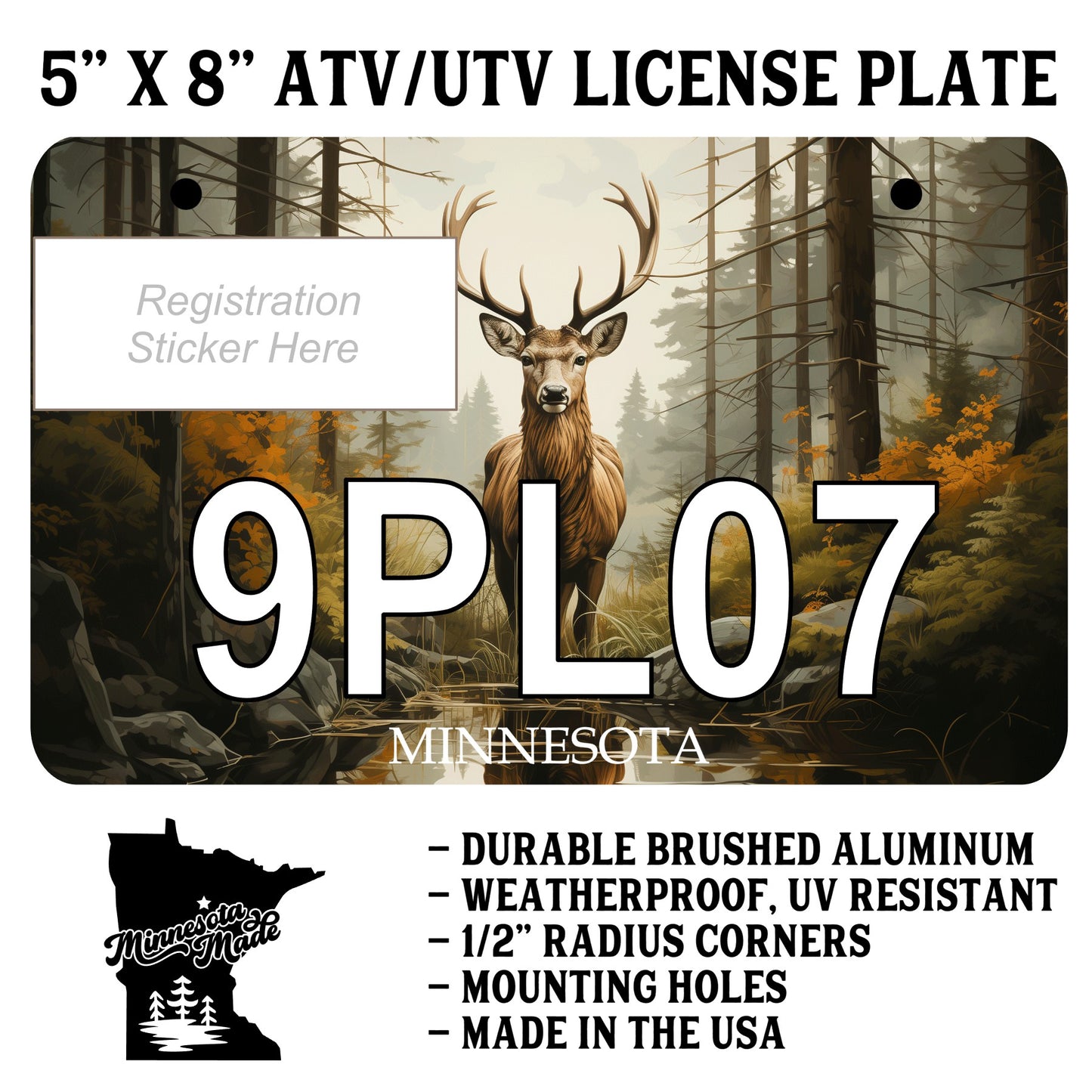 Forest Buck ATV UTV License Plate – 5" x 8" Aluminum