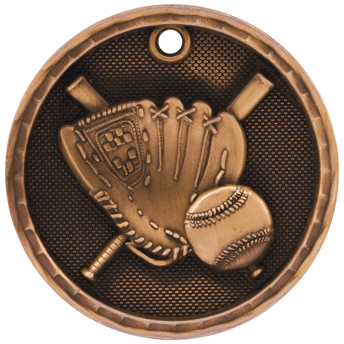 Antique Bronze 2 inch Baseball Softball 3-D Award Medal