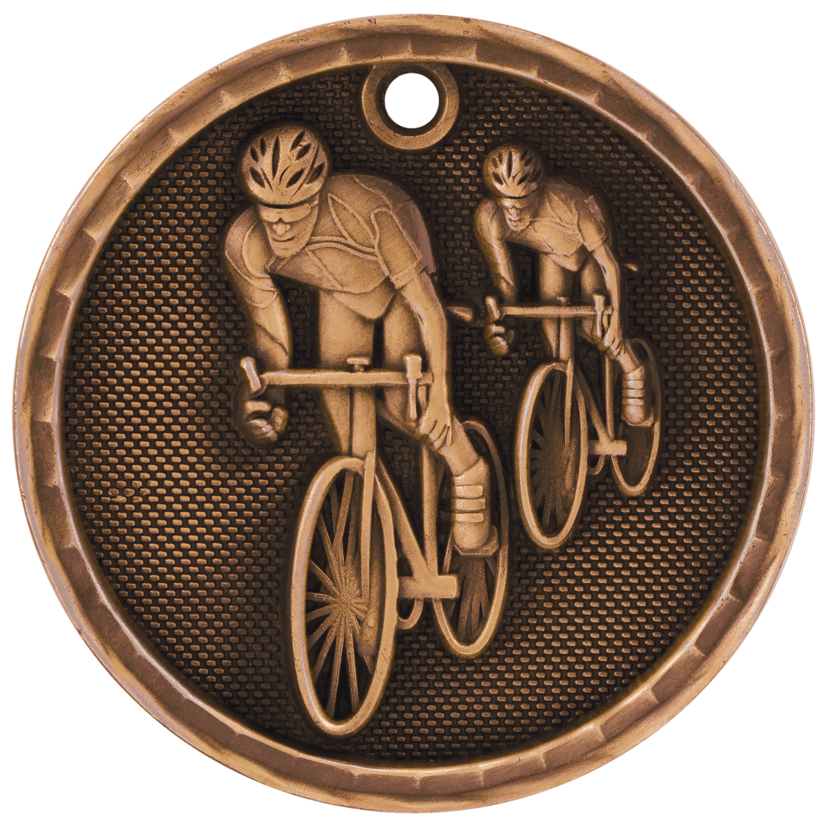 Antique Bronze 2 inch Bicycling 3-D Award Medal