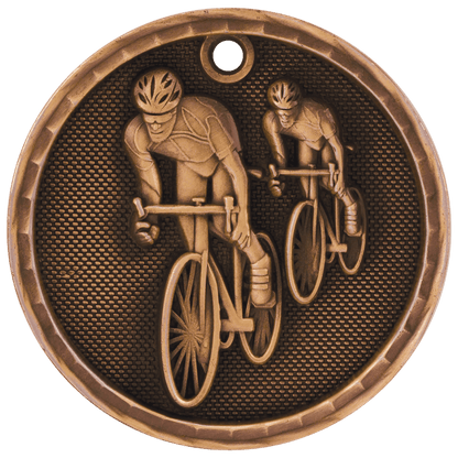 Antique Bronze 2 inch Bicycling 3-D Award Medal