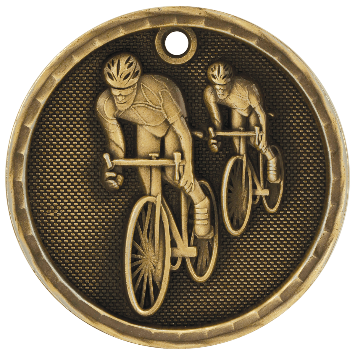 Antique Gold 2 inch Bicycling 3-D Award Medal