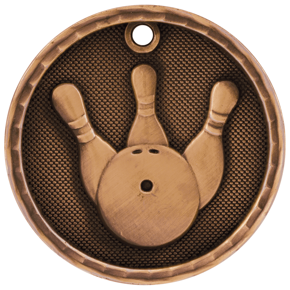 Antique Bronze 2 inch Bowling 3-D Award Medal
