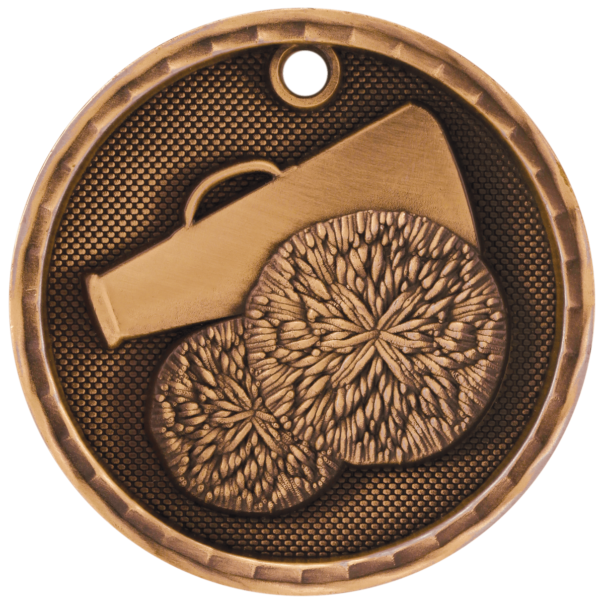 Antique Bronze 2 inch Cheer 3-D Award Medal