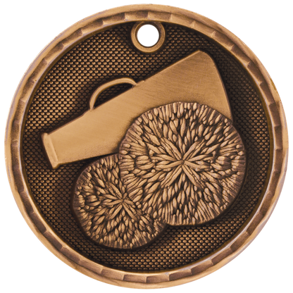 Antique Bronze 2 inch Cheer 3-D Award Medal