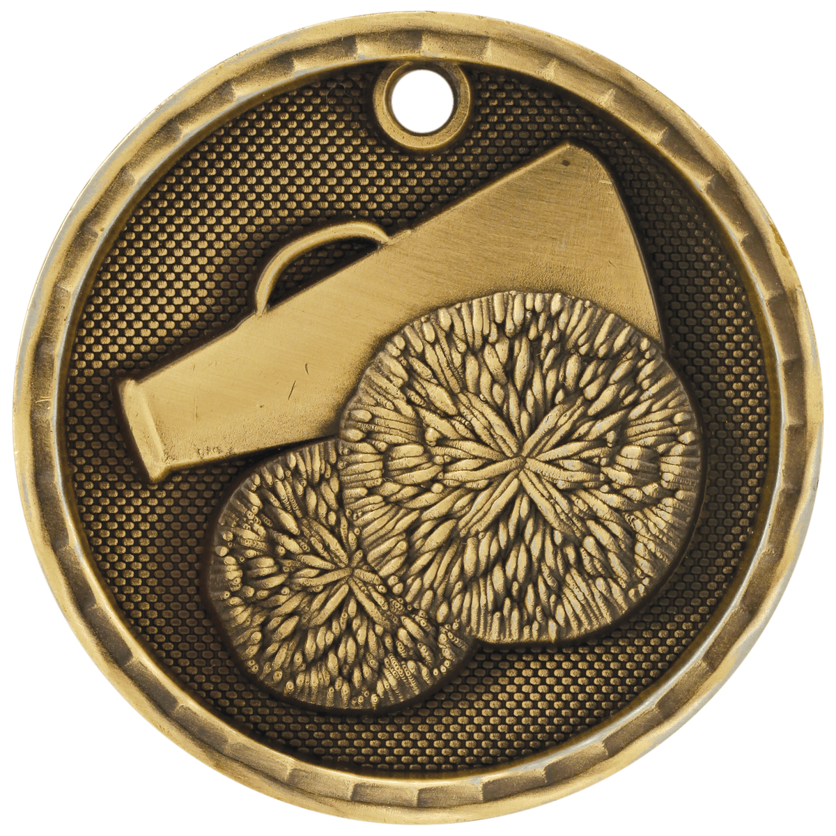 Antique Gold 2 inch Cheer 3-D Award Medal