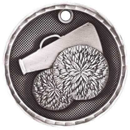 Antique Silver 2 inch Cheer 3-D Award Medal