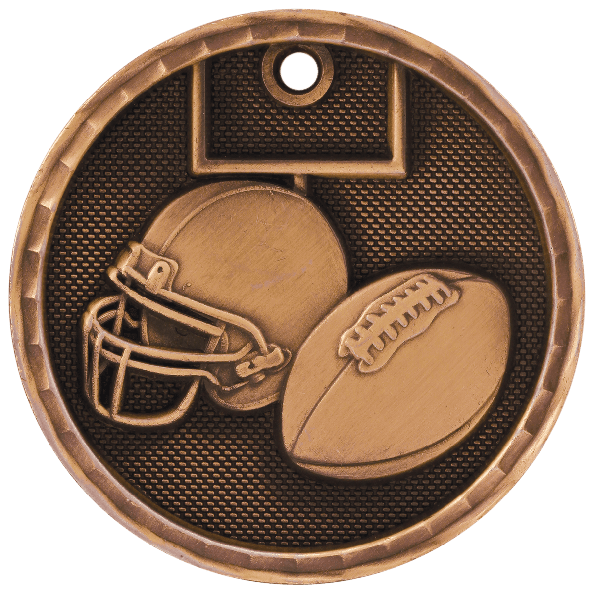 Antique Bronze 2 inch Football 3-D Award Medal