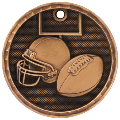 Antique Bronze 2 inch Football 3-D Award Medal