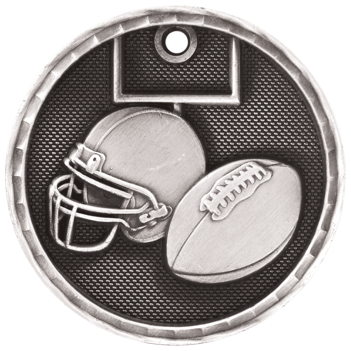 Antique Silver 2 inch Football 3-D Award Medal
