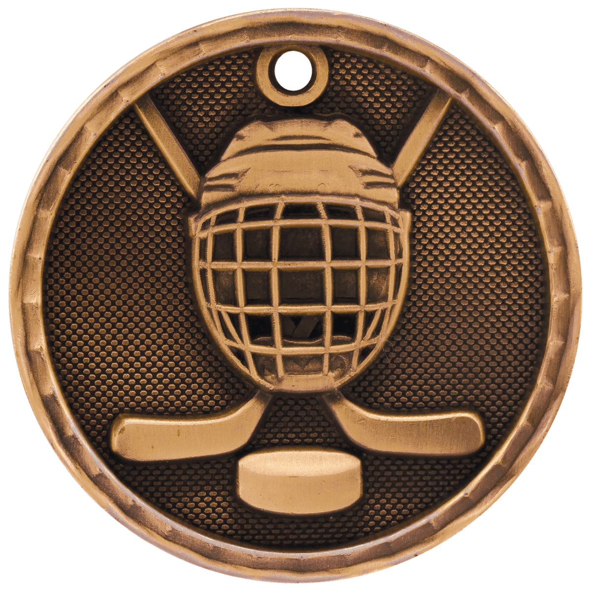 Antique Bronze 2 inch Hockey 3-D Award Medal