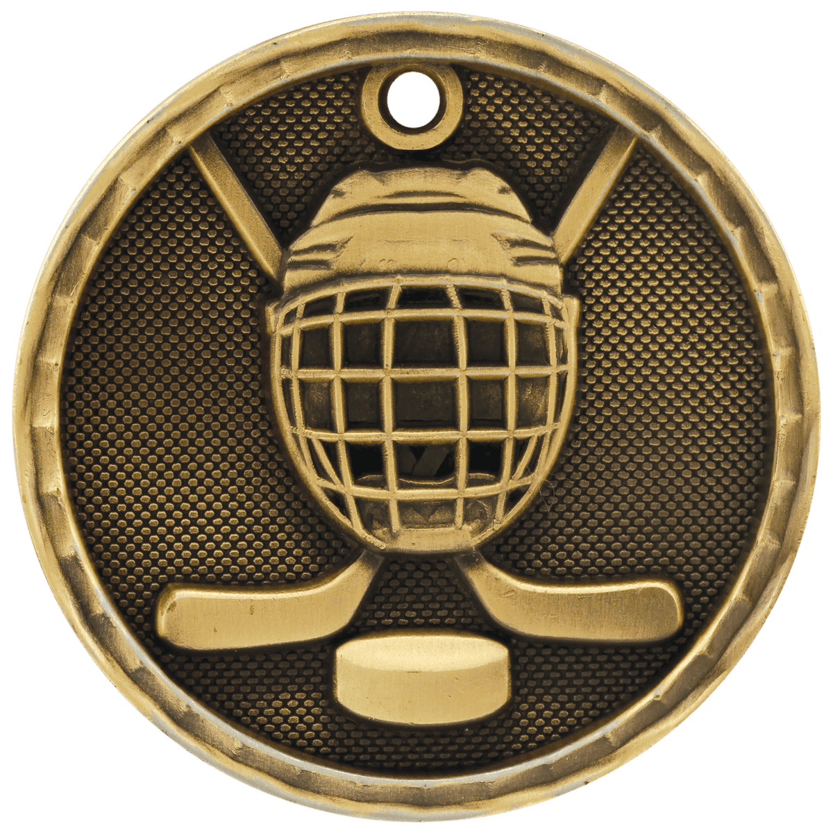 Antique Gold 2 inch Hockey 3-D Award Medal