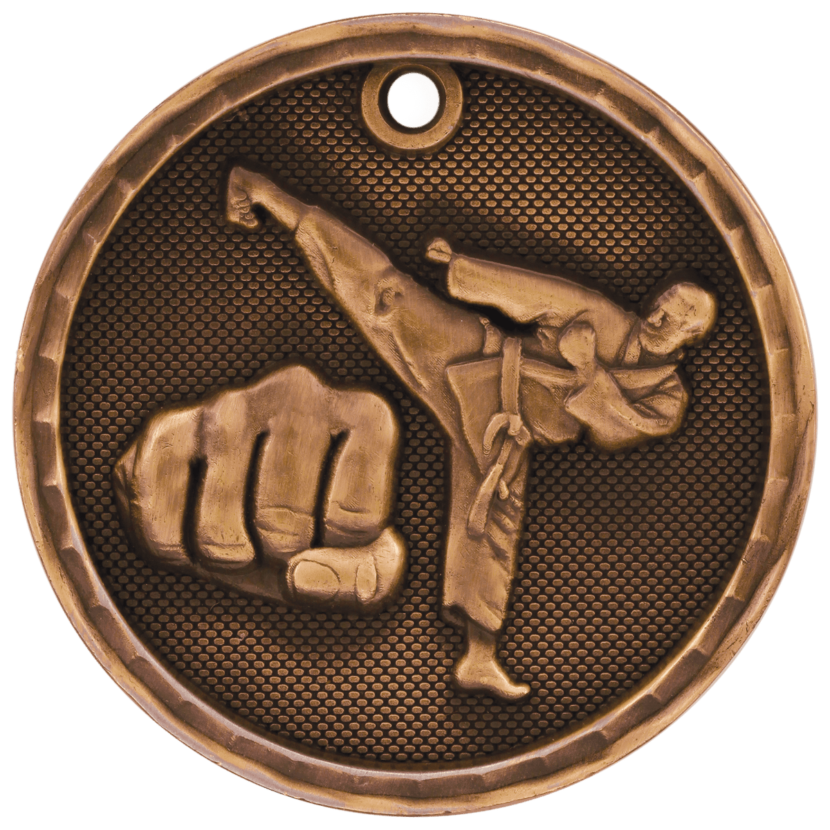 Antique Bronze 2 inch Martial Arts 3-D Award Medal
