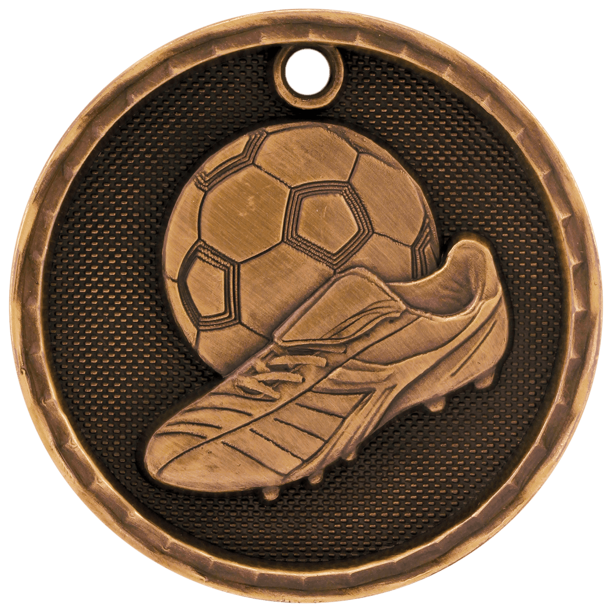 Antique Bronze 2 inch Soccer 3-D Award Medal