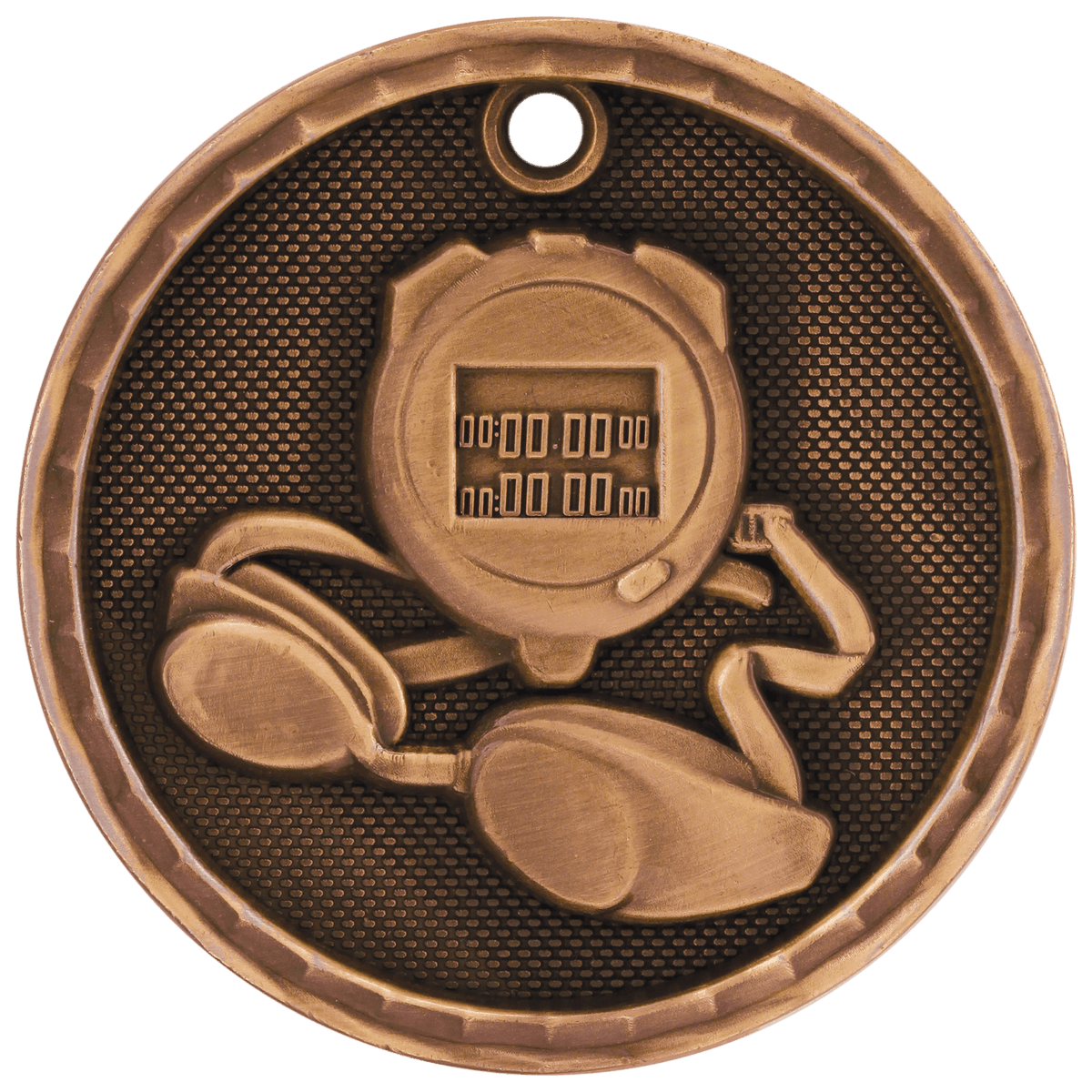 Antique Bronze 2 inch Swimming 3-D Award Medal