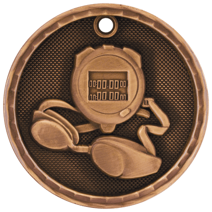 Antique Bronze 2 inch Swimming 3-D Award Medal