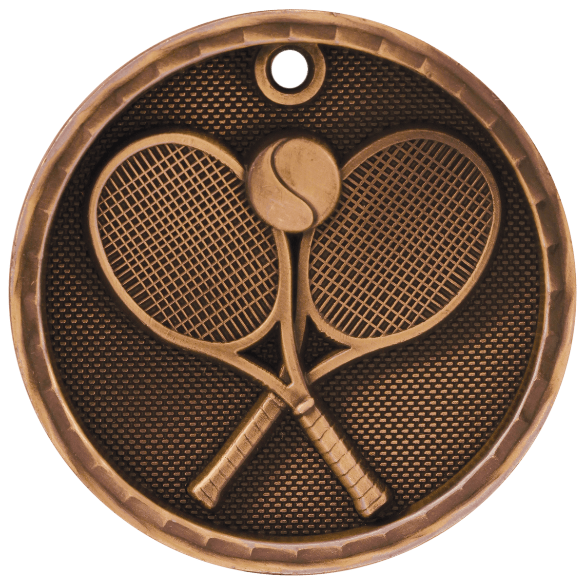 Antique Bronze 2 inch Tennis 3-D Award Medal