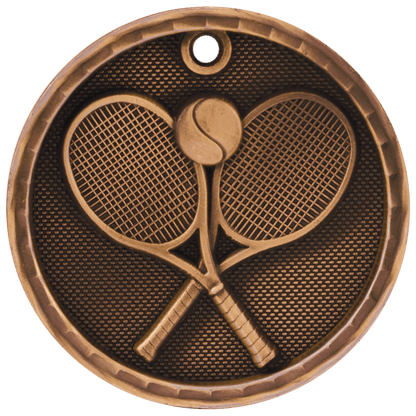 Antique Bronze 2 inch Tennis 3-D Award Medal