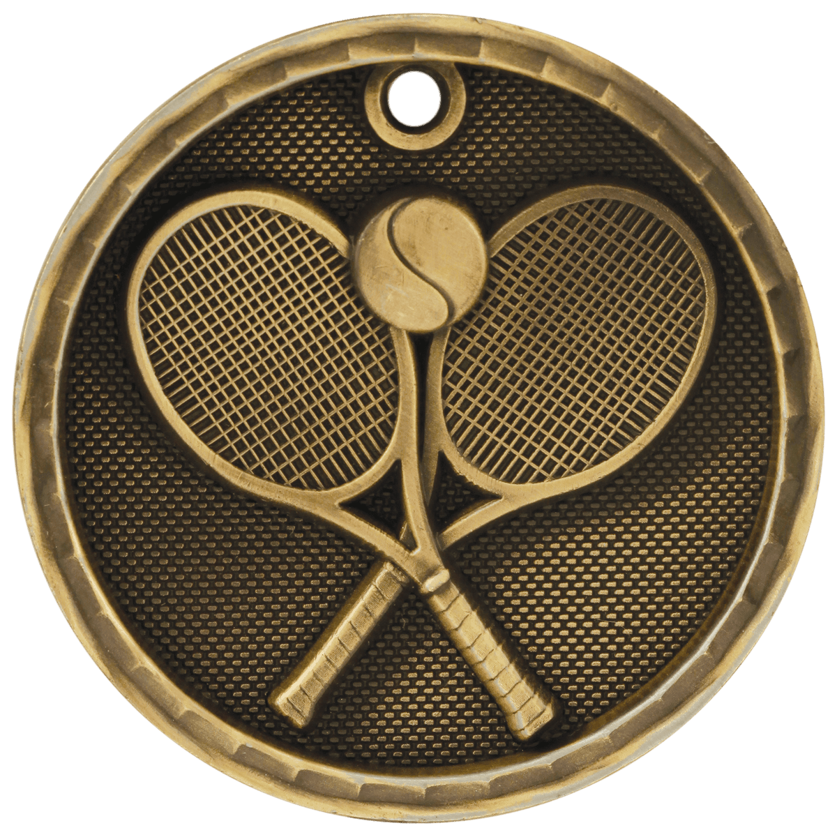 Antique Gold 2 inch Tennis 3-D Award Medal