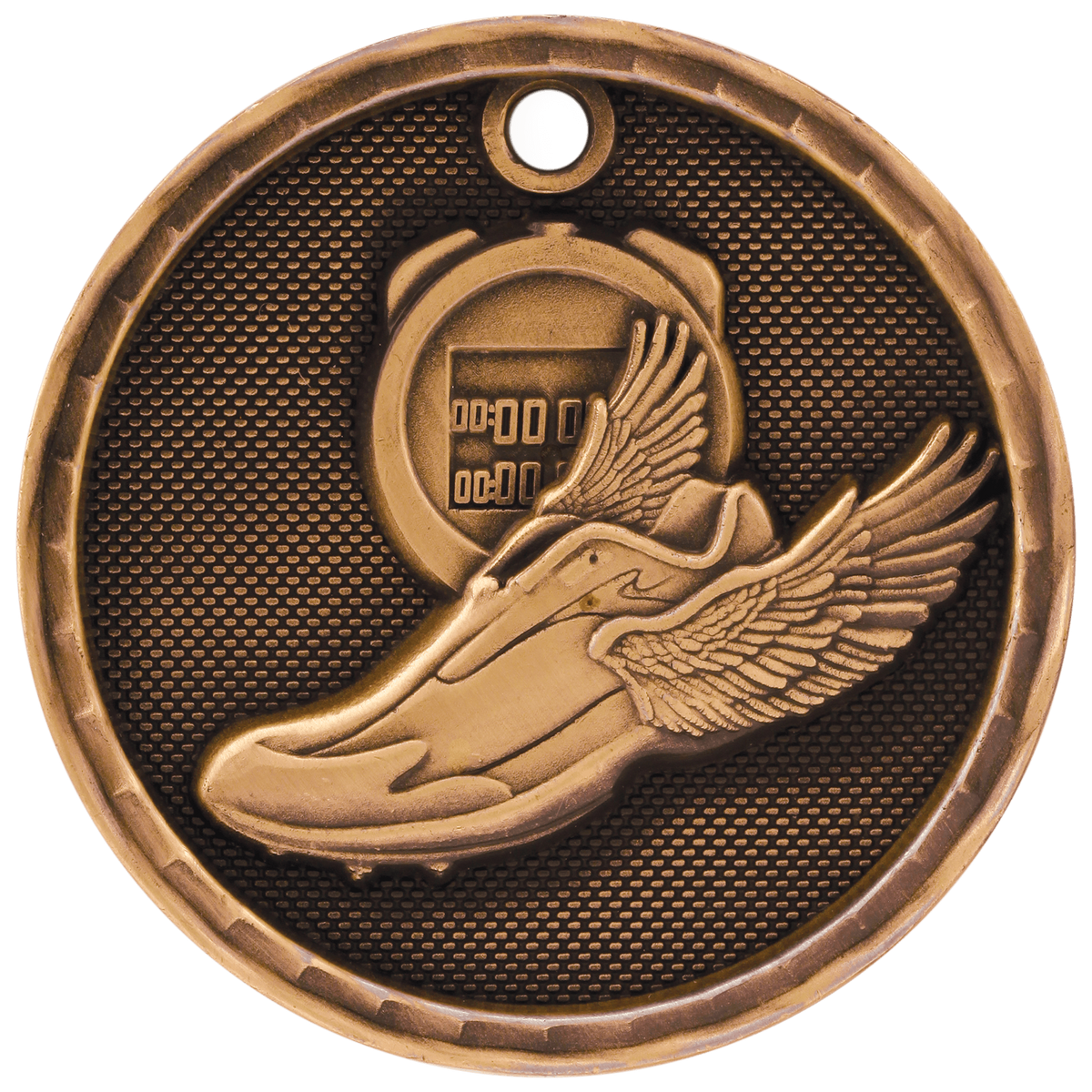Antique Bronze 2 inch Track 3-D Award Medal