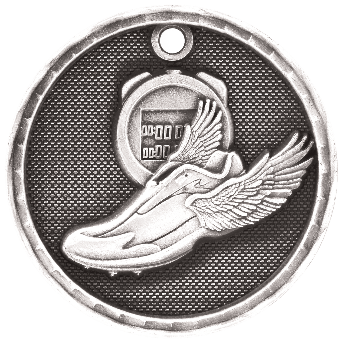 Antique Silver 2 inch Track 3-D Award Medal