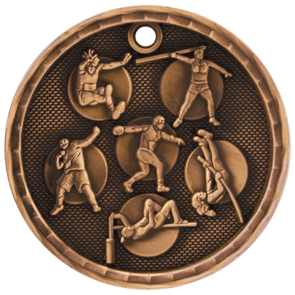 Antique Bronze 2 inch Track & Field 3-D Award Medal
