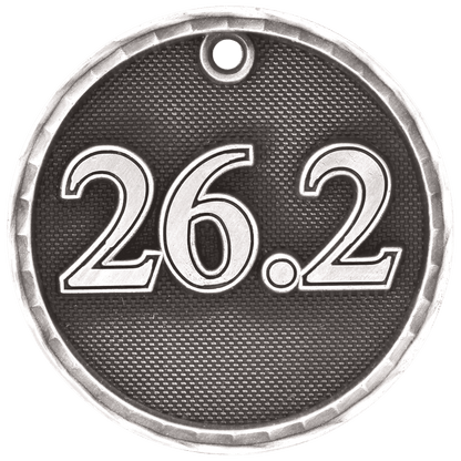 Antique Silver 2 inch 3-D Marathon medal