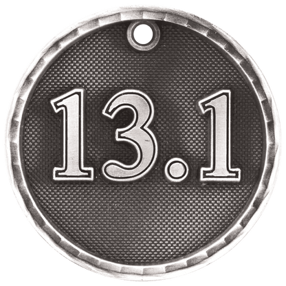 Antique Silver 2 inch 3-D Half Marathon medal