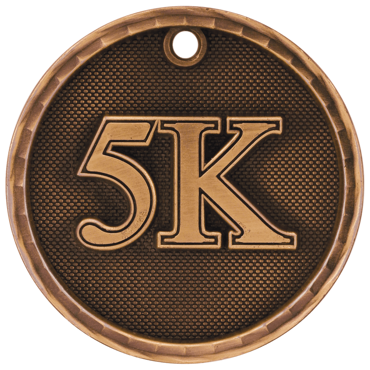 Antique Bronze 2 inch 3-D 5K medal