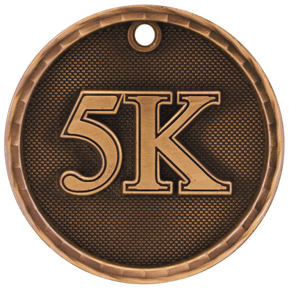 Antique Bronze 2 inch 3-D 5K medal