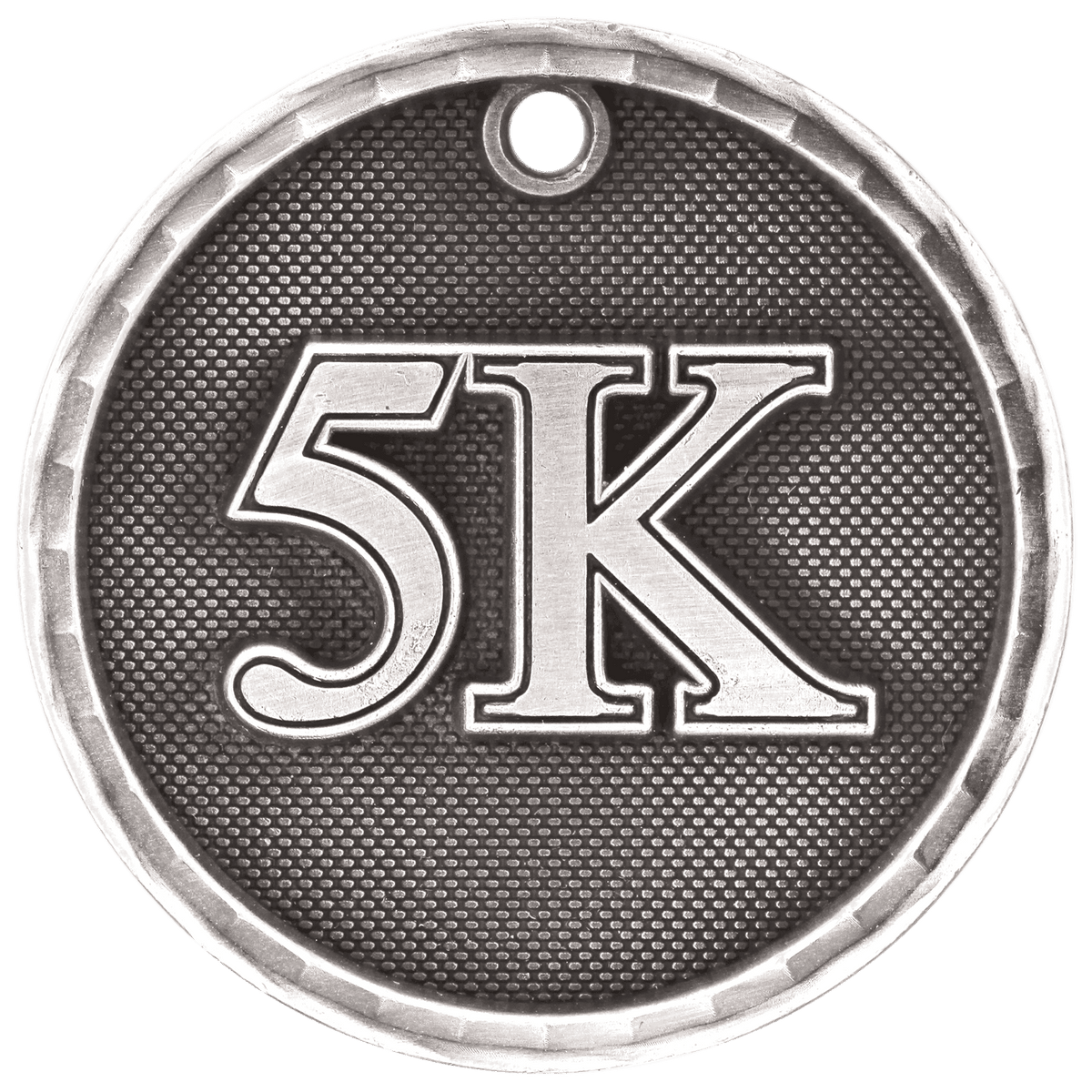 Antique Silver 2 inch 3-D 5K medal