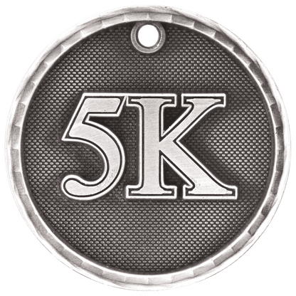 Antique Silver 2 inch 3-D 5K medal