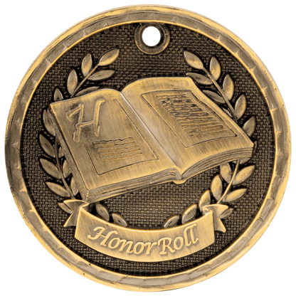 Antique Gold 2 inch 3-D Honor Roll medal