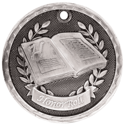 Antique Silver 2 inch 3-D Honor Roll medal