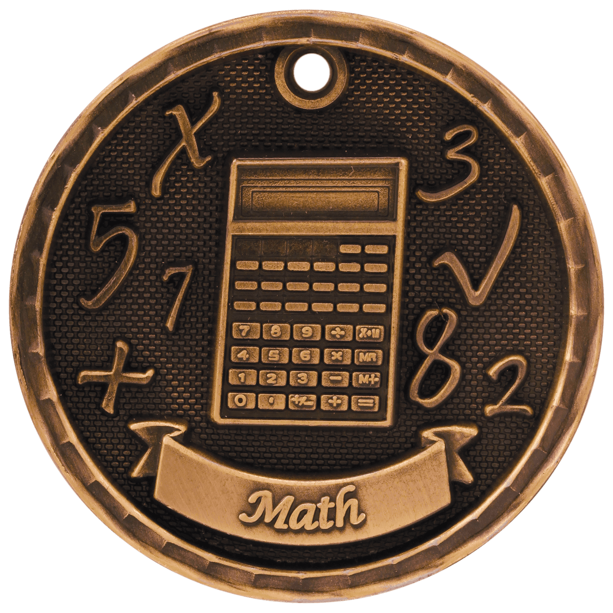 Antique Bronze 2 inch 3-D Math medal
