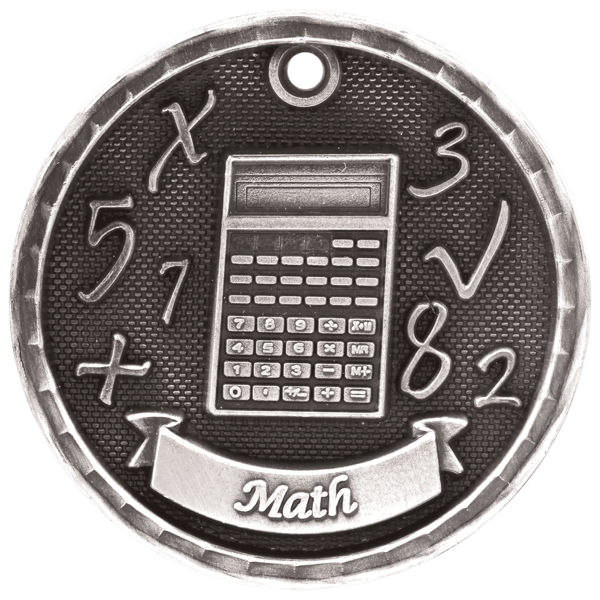 Antique Silver 2 inch 3-D Math medal