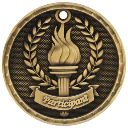Antique Gold 2 inch 3-D Participant medal