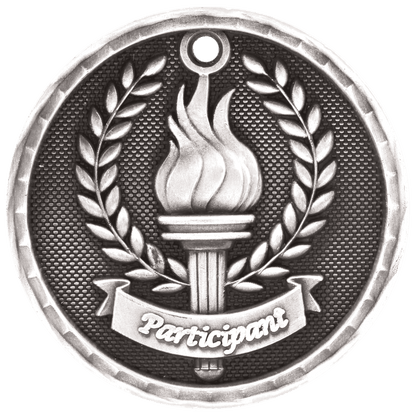 Antique Silver 2 inch 3-D Participant medal
