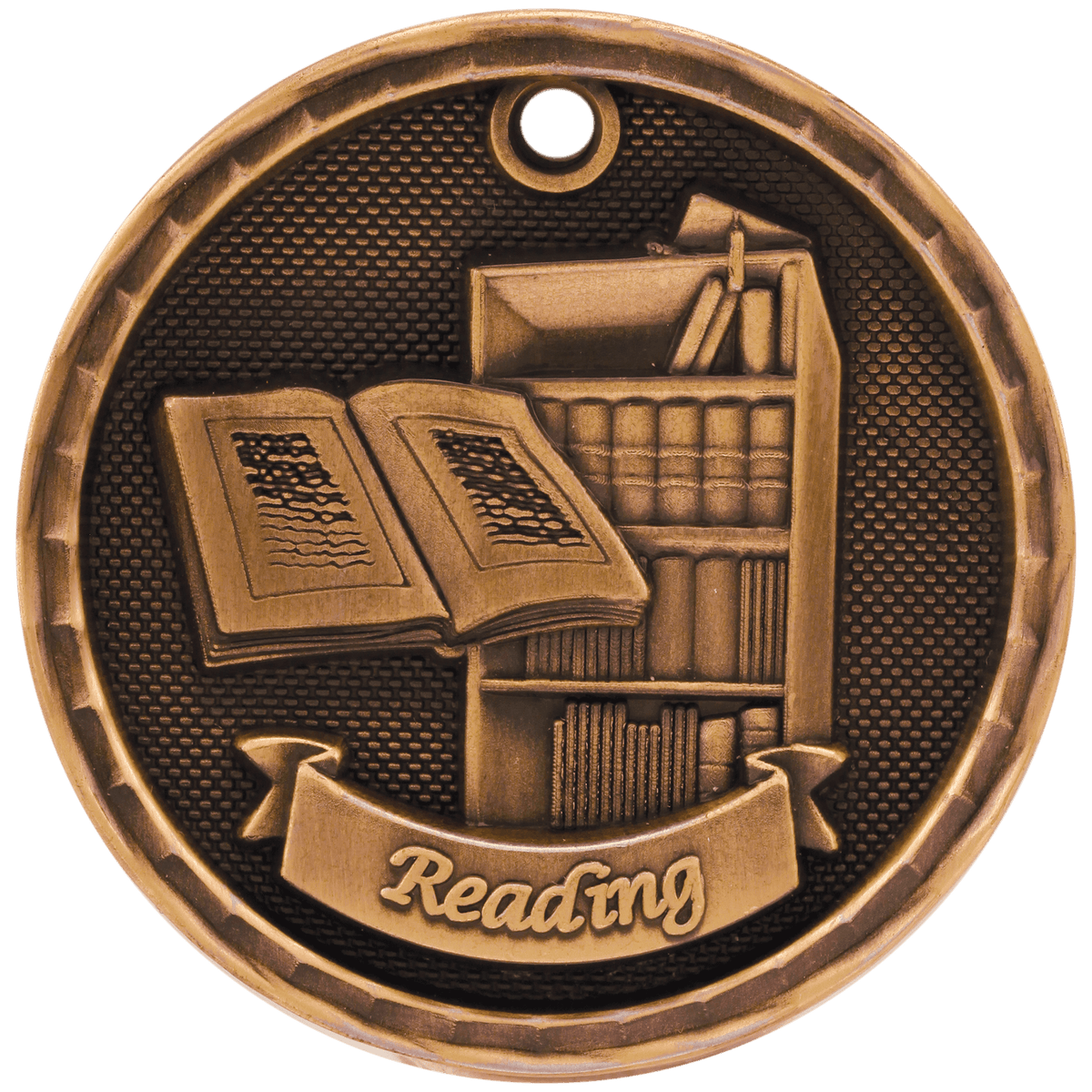 Antique Bronze 2 inch 3-D Reading medal