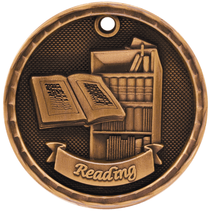 Antique Bronze 2 inch 3-D Reading medal