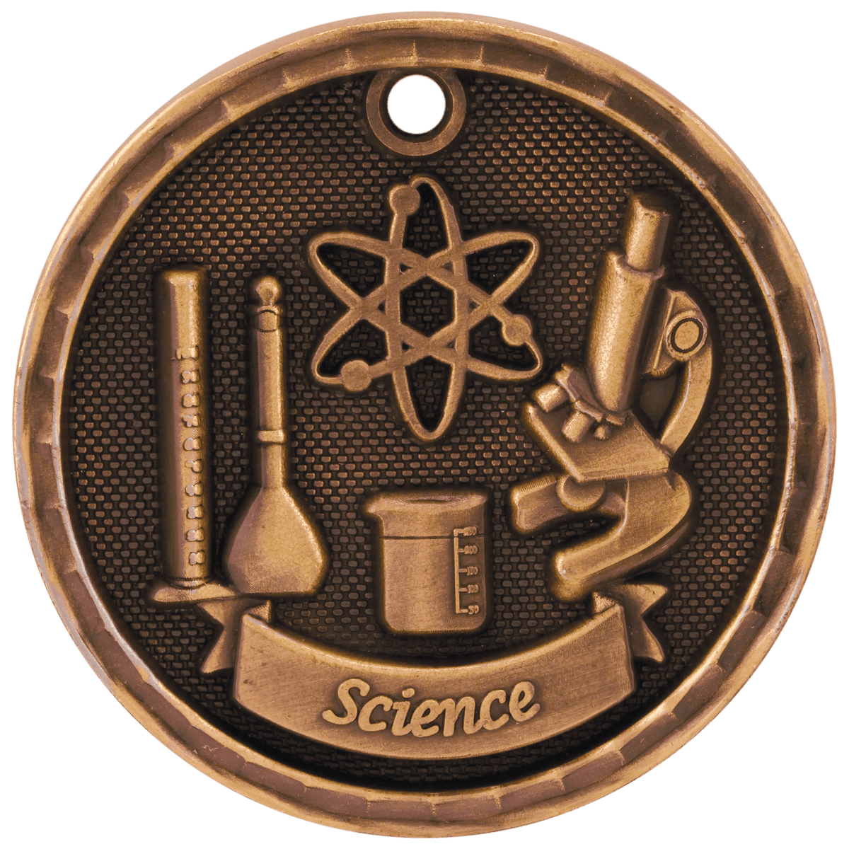 Antique Bronze 2 inch 3-D Science medal