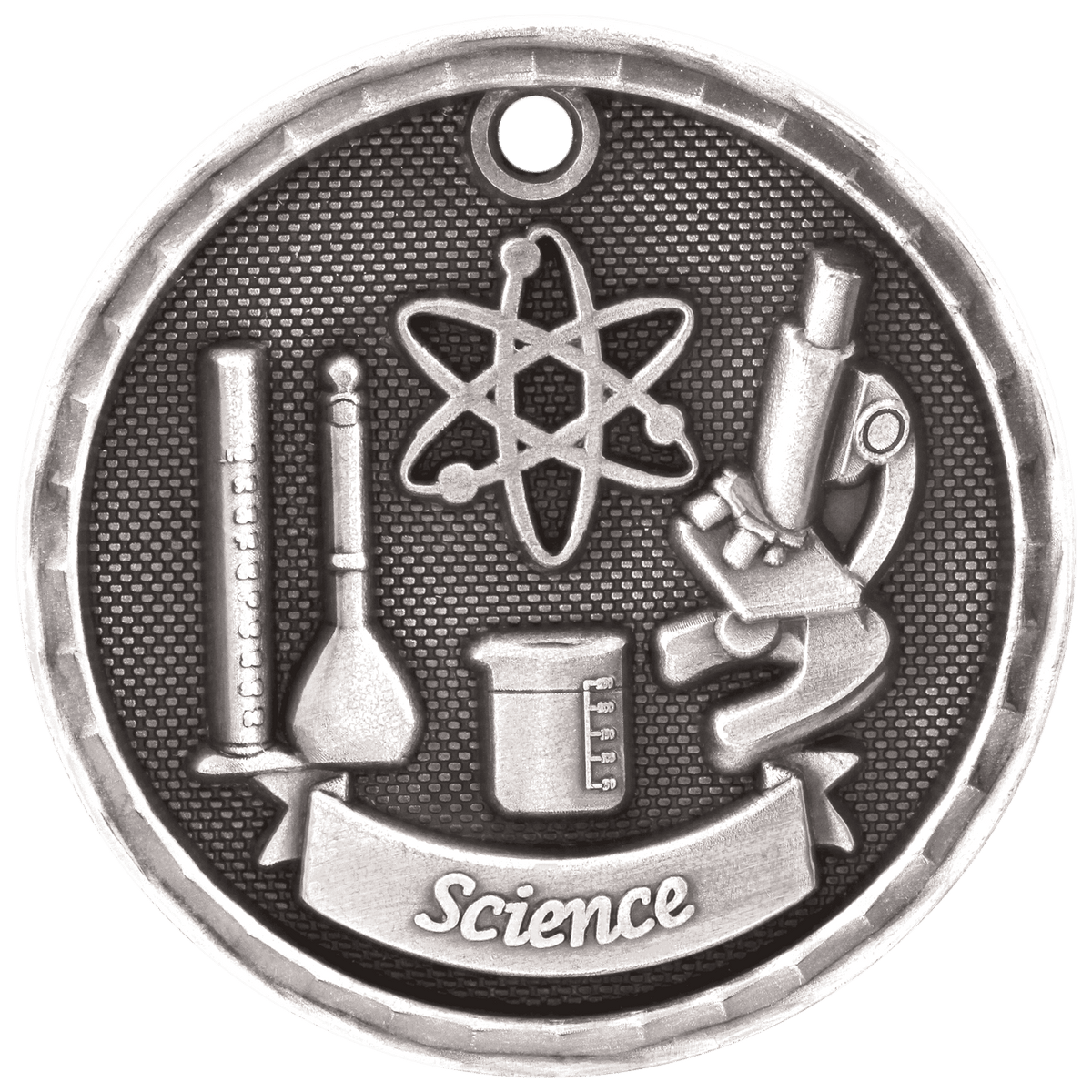 Antique Silver 2 inch 3-D Science medal
