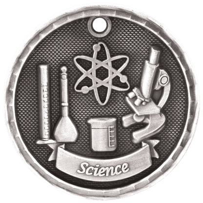Antique Silver 2 inch 3-D Science medal