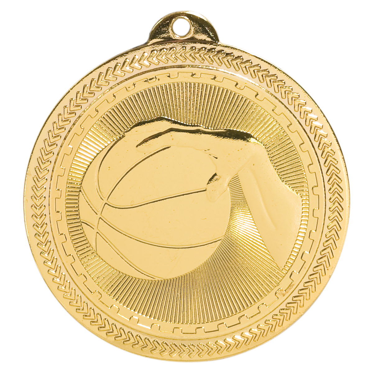 2 inch Bright Gold Basketball BriteLazer Medal