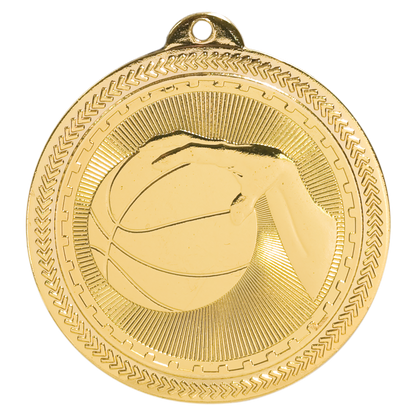 2 inch Bright Gold Basketball BriteLazer Medal