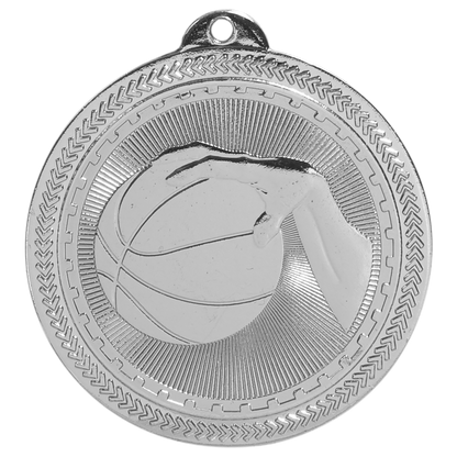 2 inch Bright Silver Basketball BriteLazer Medal