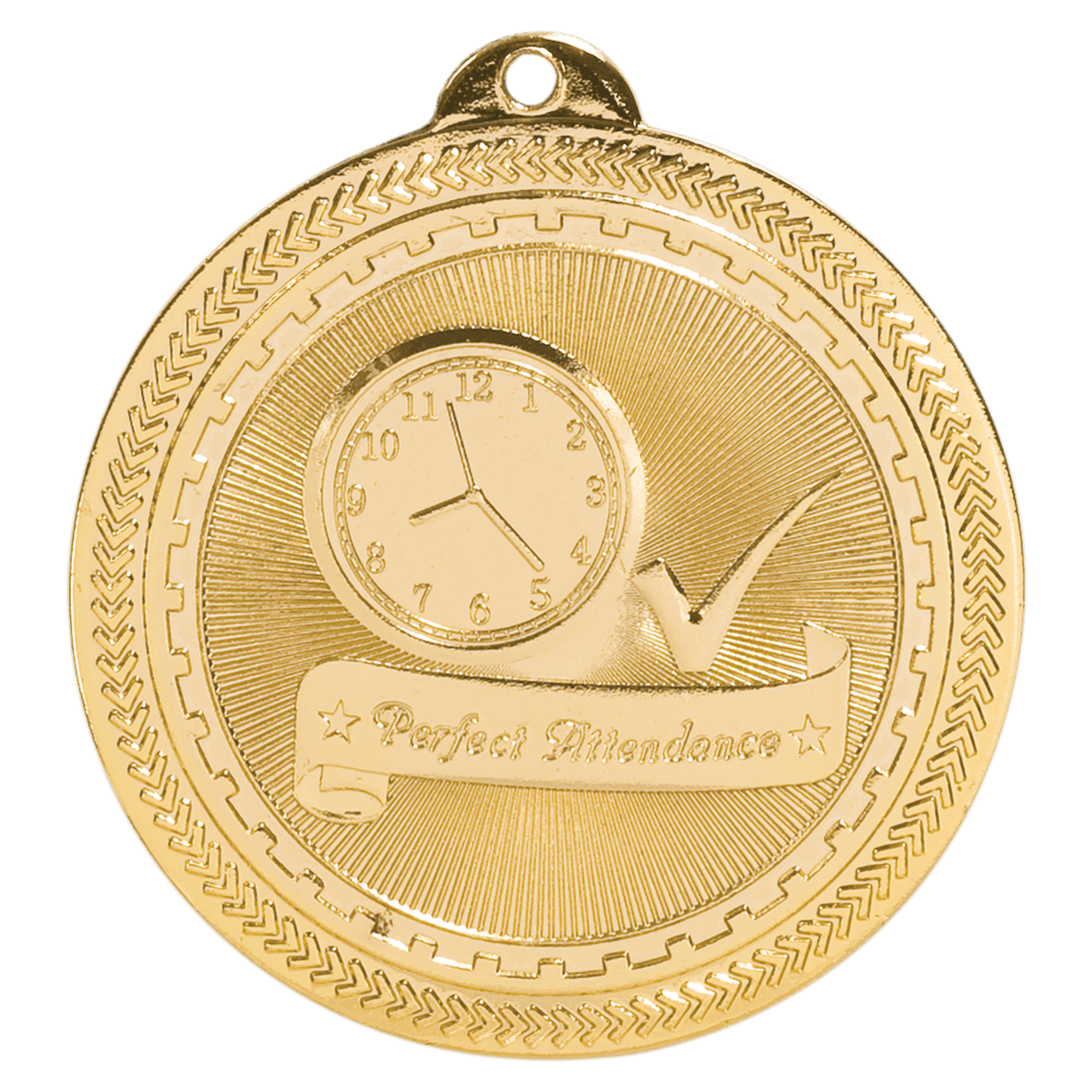 2 inch Bright Gold Perfect Attendance BriteLazer Medal