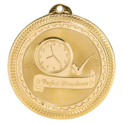 2 inch Bright Gold Perfect Attendance BriteLazer Medal