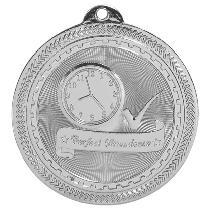 2 inch Bright Silver Perfect Attendance BriteLazer Medal