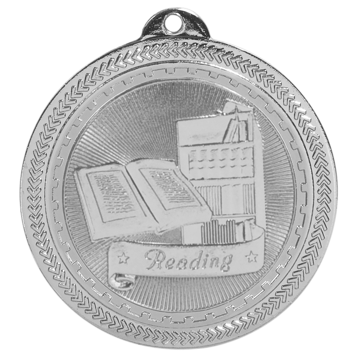 2 inch Bright Silver Reading BriteLazer Medal